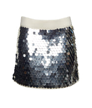 Load image into Gallery viewer, MYA MINI SKIRT | IVORY W/ SILVER SEQUINS