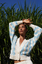 Load image into Gallery viewer, LUNA CARDI | IVORY + ROBIN EGG BLUE