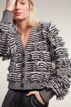 Load image into Gallery viewer, LUELLA STRIPE CARDI | IVORY + BLACK STRIPE