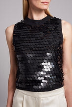Load image into Gallery viewer, CORA TANK | BLACK W/ BLACK SEQUINS