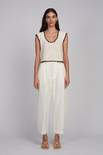 Load image into Gallery viewer, ZARIA CROCHET TOP | IVORY W/ BLACK TIPPING