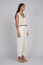 Load image into Gallery viewer, ZARIA CROCHET TOP | IVORY W/ BLACK TIPPING