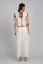 Load image into Gallery viewer, ZARIA CROCHET TOP | IVORY W/ BLACK TIPPING