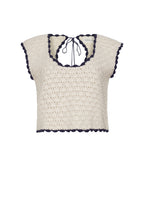 Load image into Gallery viewer, ZARIA CROCHET TOP | IVORY W/ BLACK TIPPING