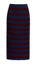 Load image into Gallery viewer, PIA STRIPE TUBE SKIRT | NAVY + MERLOT