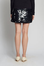 Load image into Gallery viewer, MYA MINI SKIRT | BLACK W/ BLACK SEQUINS
