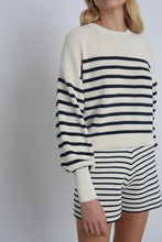 Load image into Gallery viewer, LEA STRIPE SHORT | IVORY + NAVY