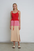 Load image into Gallery viewer, SIMONE COLOR-BLOCK DRESS | TOMATO/PINK/SAND
