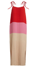 Load image into Gallery viewer, SIMONE COLOR-BLOCK DRESS | TOMATO/PINK/SAND
