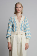Load image into Gallery viewer, LUNA CARDI | IVORY + ROBIN EGG BLUE