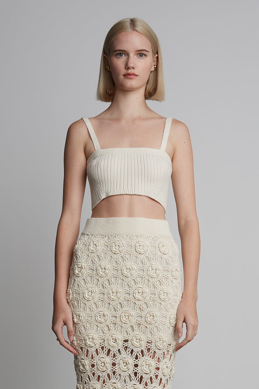 One More Time Cowl Crop Top Ivory