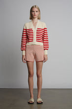 Load image into Gallery viewer, ISLA STRIPE CARDI | IVORY + ROSSO STRIPE