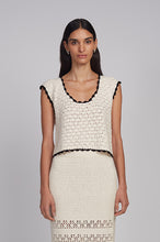 Load image into Gallery viewer, ZARIA CROCHET TOP | IVORY W/ BLACK TIPPING