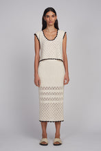 Load image into Gallery viewer, ZARIA CROCHET TOP | IVORY W/ BLACK TIPPING