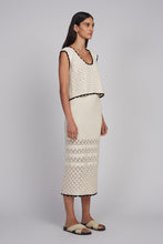 Load image into Gallery viewer, ZARIA CROCHET TOP | IVORY W/ BLACK TIPPING