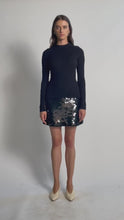 Load and play video in Gallery viewer, MYA MINI SKIRT | BLACK W/ BLACK SEQUINS