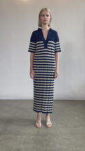 Load and play video in Gallery viewer, EMMIE STRIPE DRESS | NAVY + IVORY STRIPE