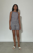 Load and play video in Gallery viewer, LARA CROCHET IVORY/NAVY STRIPE SHORT

