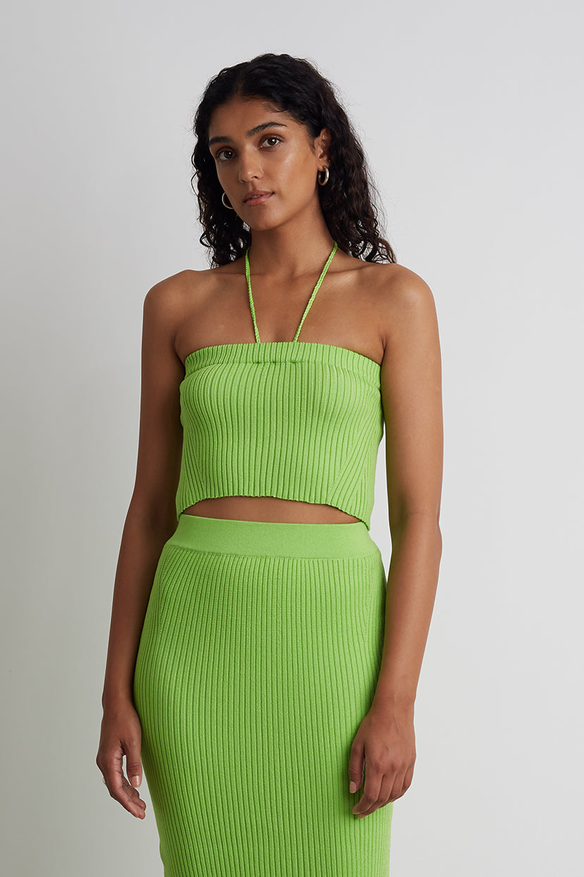 Green Ribbed Tube Top