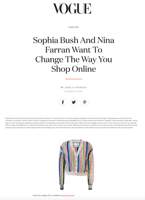 VOGUE ONLINE- Sophia Bush And Nina Farran Want To Change The Way You Shop Online