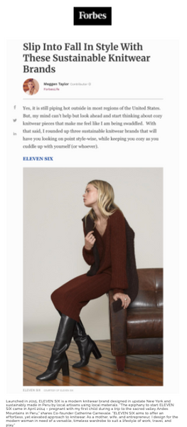 Forbes Online USA- Slip Into Fall In Style With These Sustainable Knitwear Brands