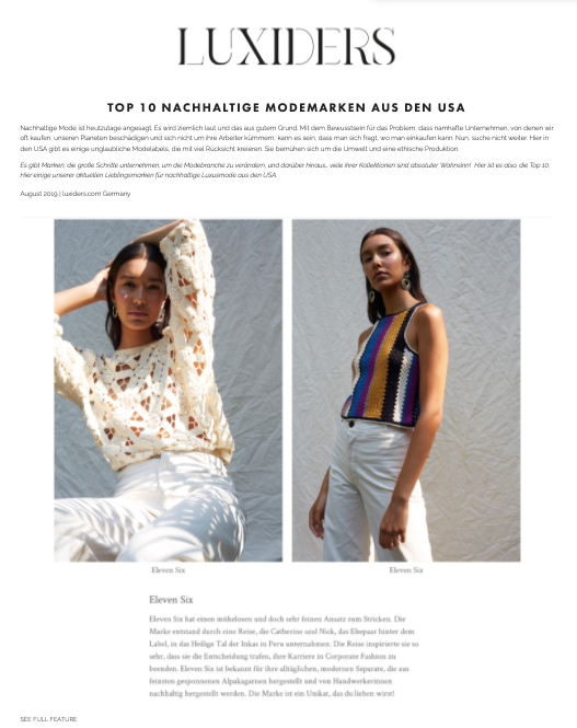 LUXIDERS - TOP 10 NACHHALTIGE MODEMARKEN AUS DEN USA