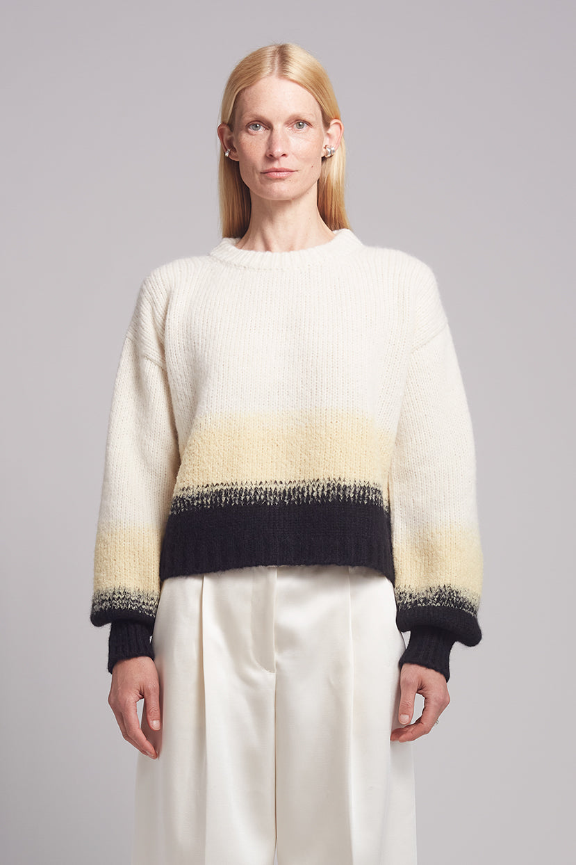 SONIA COLOR-BLOCK SWEATER | IVORY/BUTTER/BLACK