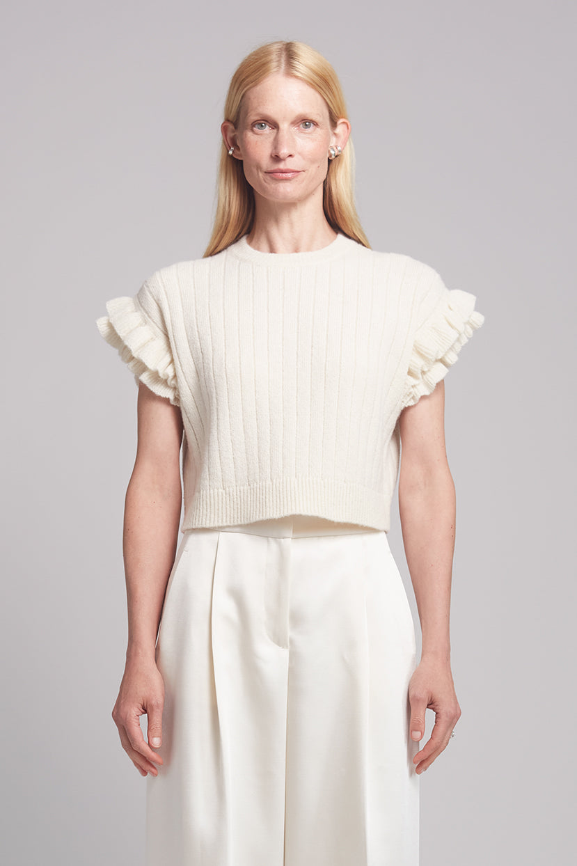TANYA RUFFLE TANK | IVORY