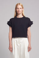 TANYA RUFFLE TANK | BLACK