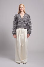 Load image into Gallery viewer, LUELLA STRIPE CARDI | IVORY + BLACK STRIPE

