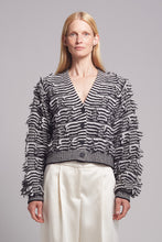Load image into Gallery viewer, LUELLA STRIPE CARDI | IVORY + BLACK STRIPE
