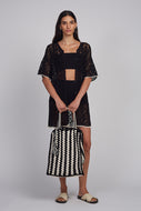 VERA CROCHET TOTE BAG  | IVORY/BLACK COMBO