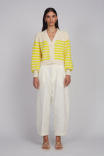 Load image into Gallery viewer, ISLA STRIPE CARDI | IVORY/LIMONE STRIPE
