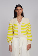Load image into Gallery viewer, ISLA STRIPE CARDI | IVORY/LIMONE STRIPE
