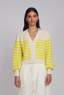 ISLA STRIPE CARDI | IVORY/LIMONE STRIPE