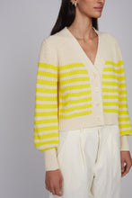 Load image into Gallery viewer, ISLA STRIPE CARDI | IVORY/LIMONE STRIPE

