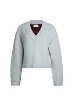 Load image into Gallery viewer, LORA SWEATER | POWDER BLUE/MERLOT COMBO
