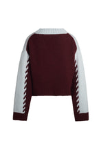 Load image into Gallery viewer, LORA SWEATER | POWDER BLUE/MERLOT COMBO
