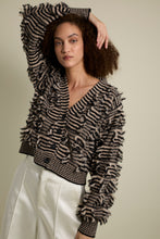 Load image into Gallery viewer, LUELLA STRIPE CARDI | PALE CAMEL + BLACK STRIPE
