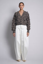 Load image into Gallery viewer, LUELLA STRIPE CARDI | PALE CAMEL + BLACK STRIPE
