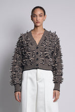 Load image into Gallery viewer, LUELLA STRIPE CARDI | PALE CAMEL + BLACK STRIPE
