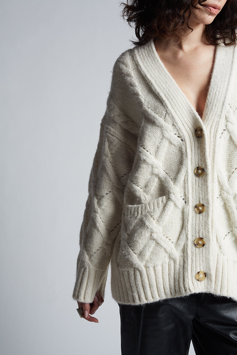 トップス SHEER ROLLED EDGE KNIT CARDIGAN Sheer Cropped Knit Cardigan with Volume Sleeves – Akris Inc.