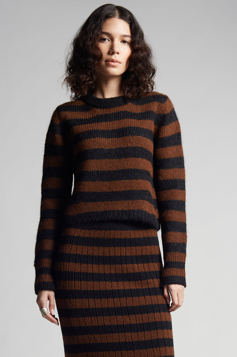 AVA STRIPE SWEATER | BLACK + COCOA