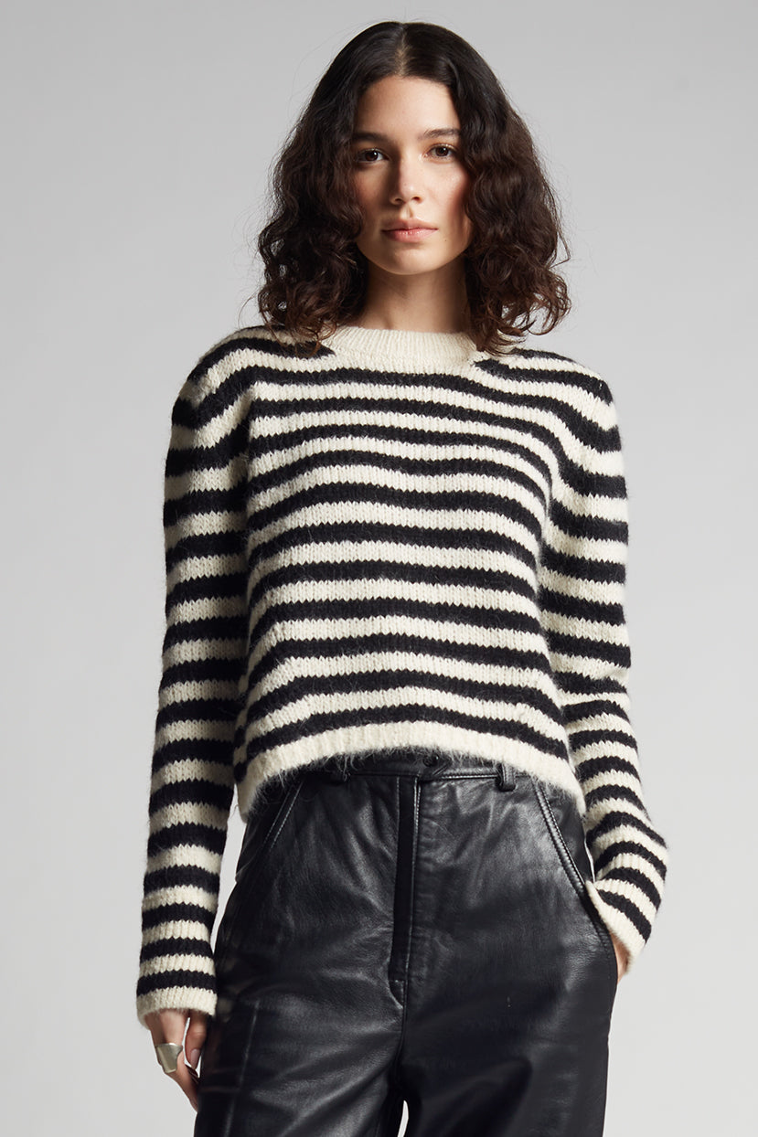 AVA STRIPE SWEATER | IVORY + BLACK