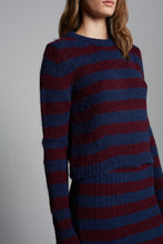 Load image into Gallery viewer, AVA STRIPE SWEATER | NAVY + MERLOT
