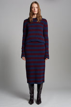 Load image into Gallery viewer, PIA STRIPE TUBE SKIRT | NAVY + MERLOT
