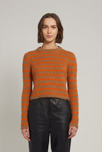 Load image into Gallery viewer, AVA STRIPE SWEATER | CAMEL + TANGERINE STRIPE
