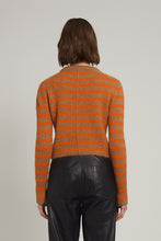 Load image into Gallery viewer, AVA STRIPE SWEATER | CAMEL + TANGERINE STRIPE
