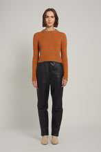 Load image into Gallery viewer, AVA STRIPE SWEATER | CAMEL + TANGERINE STRIPE
