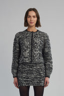 SKYLAR CARDI | IVORY/BLACK TWEED